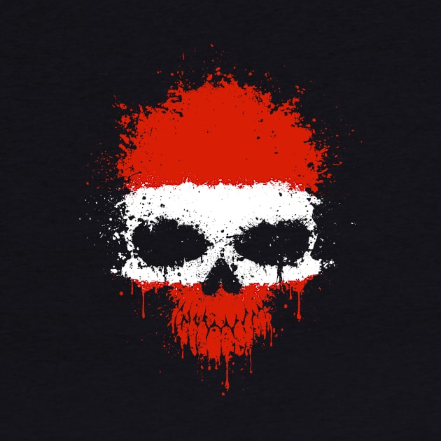 Chaotic Austrian Flag Splatter Skull by jeffbartels